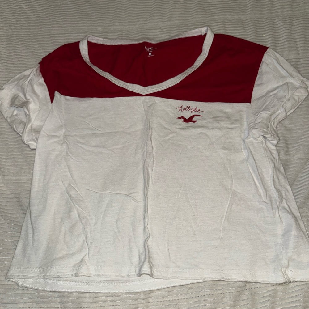 Hollister Red and White T-Shirt